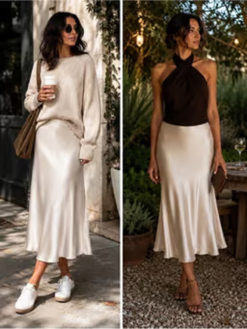 Quince Women's 100% Washable Silk Skirt-NWT- Size MEDIUM - Champagne